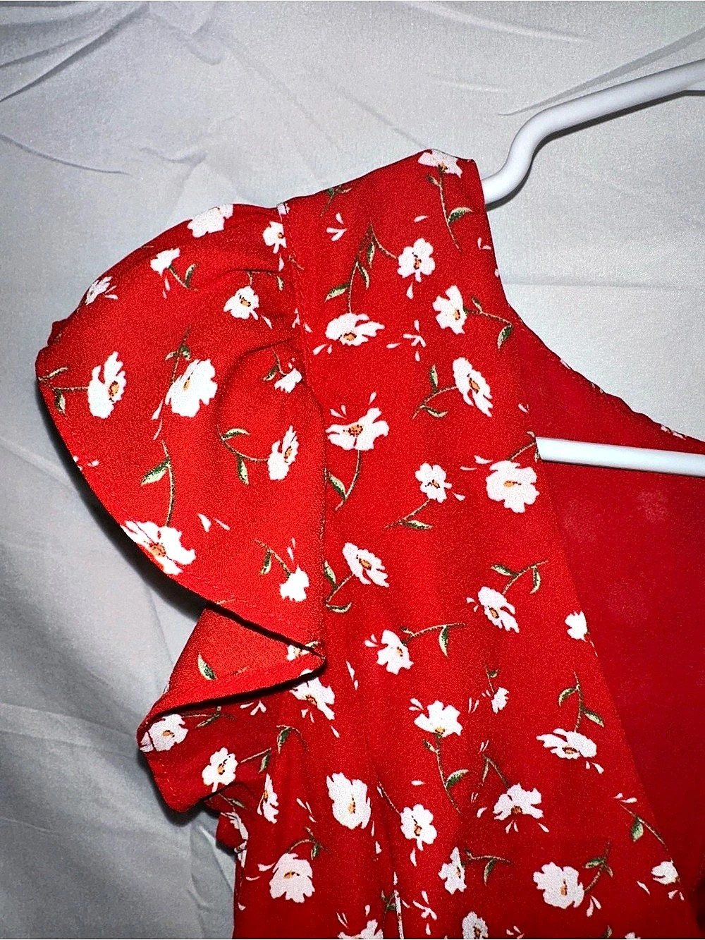 Lulus Red Floral Ruffle Wide Leg Jumpsuit Size Small - Picture 4 of 9